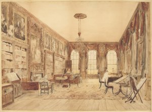 The Interior of the Library at Cassiobury by Augustus Charles Pugin